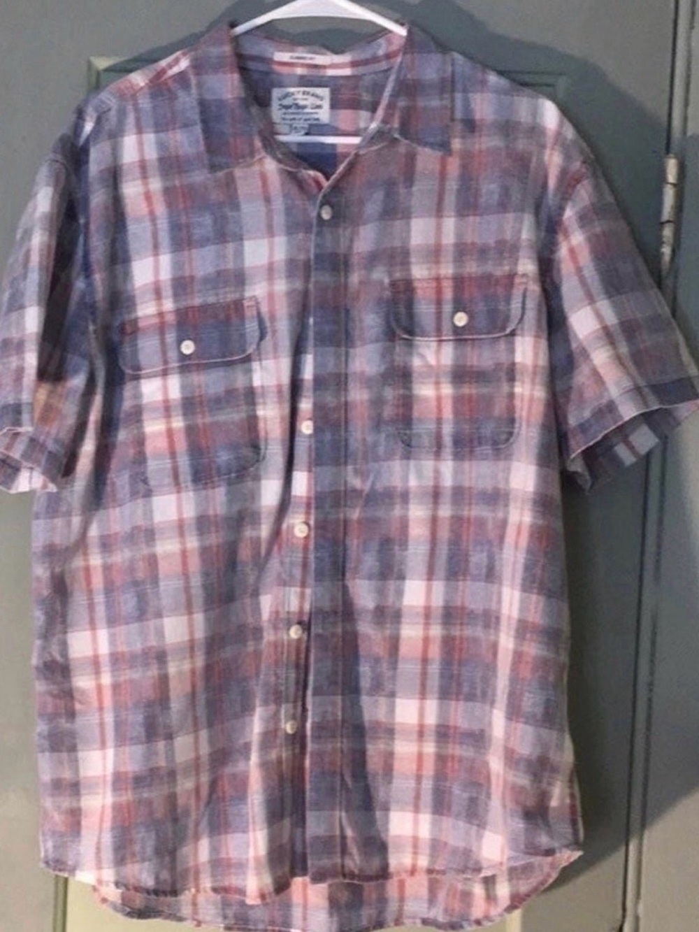 Lucky Brand Short-Sleeve Plaid Button-Down — Blue & Pink